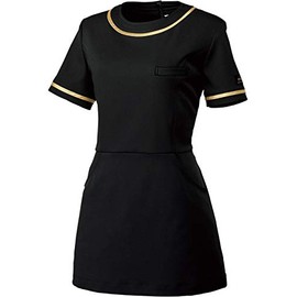 Michelclan MK0022 C-10 Women's Tunic with Zipper Back, Simple, High Waist, Anti-Permeability, Stretch, Antibacterial, Industrial Washing, Black