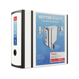 Staples Better Binder Heavy-Duty View, White, 1000-Sheet Capacity, 5"