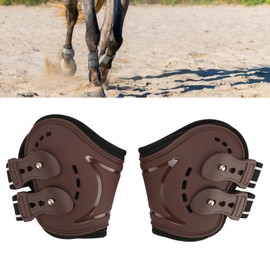 Zerodis Horse Backgaiters, Air Perforated, Shock Absorbing, Brown, Adjustable Fetlock Boots for Horses, Flexible for Running (Large)
