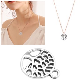 SING F LTD 100Pcs Tree of Life Pendants Tree Charms Pendant Metal Round Charms Zinc Alloy Jewelry Crafting Supplies for DIY Making Crafts Necklace Bracelet Silver