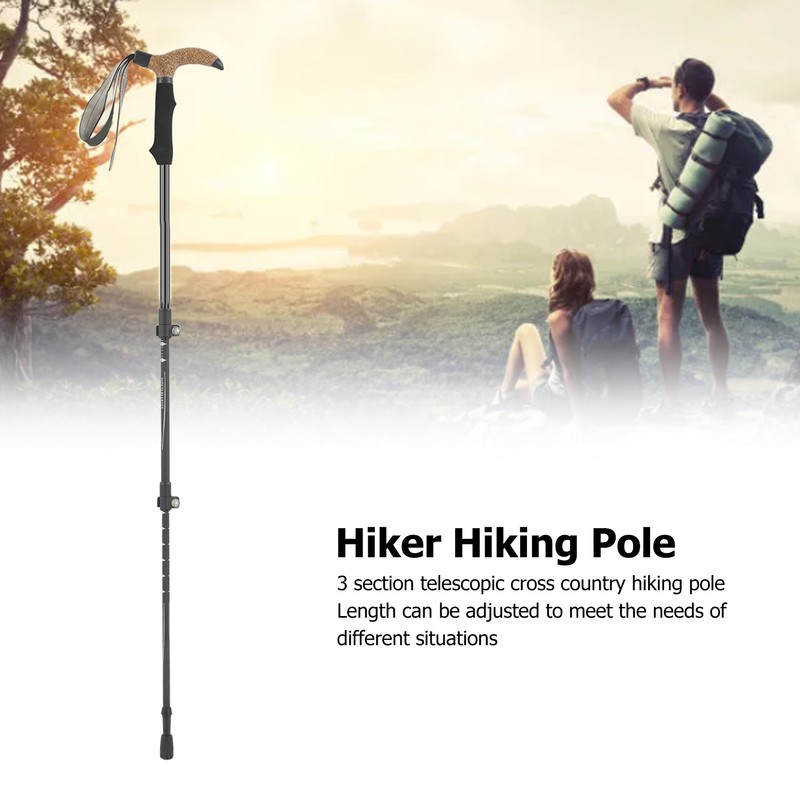 Hiker Hiking Pole Adjustable Telescopic Outdoor Walking Stick Elderly Non