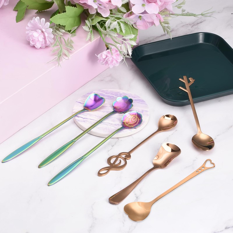 sourcing map 8Pcs Heart Shape Spoons Stainless Steel 5.7 Inch