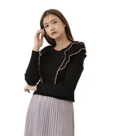 Jill by Jill Stuart Women's Sweater, Bulky Ruffle Compact Knit, Black