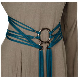 L'VOW Viking Troll Cross Belt for Women Norse Witch Belt Extra Long Medieval Rope Ring Knotted Belt Shaman Pagan Accessory, Blue-3, One Size