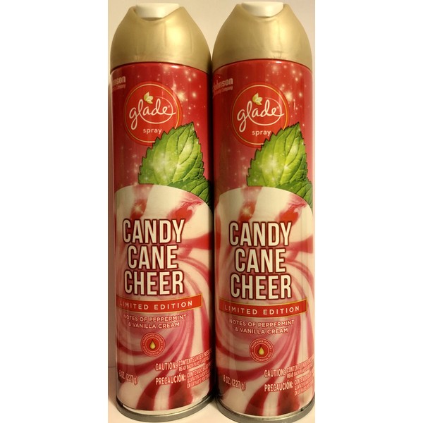 Glade Air Freshener Spray - Candy Cane Cheer - Holiday Collection 2020 - Net Wt. 8 OZ (227 g) Per Can - Pack of 2 Cans