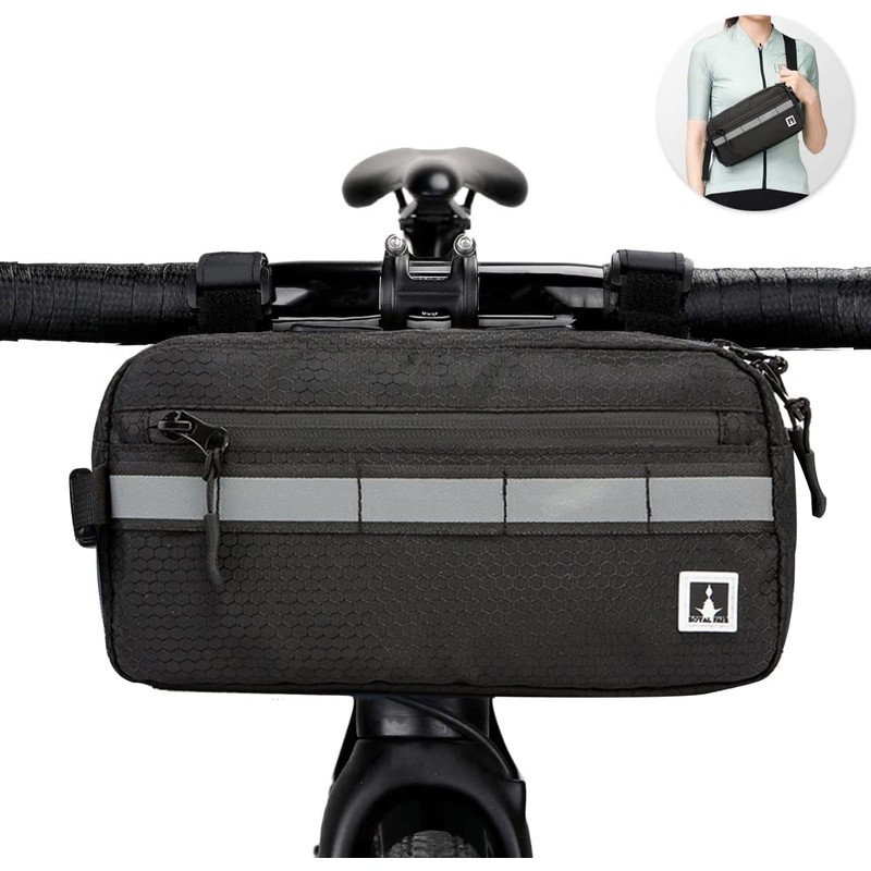 ROYAL FAIR Bike Handlebar Bag Frame Bag with Reflective Stripe,