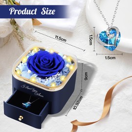 PatNlevs Eternal Rose Gifts for Women, Perfect for Mum, Girlfriend, Wife & More, Keeping Infinity Rose Box - Ideal Birthday, Anniversary, Christmas, Mother's Day (Blue)
