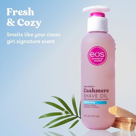 eos Aceite de afeitado de cachemira - Aceite de afeitado fresco y acogedor, hidratante con manteca de karité y glicerina, ayuda a prevenir la irritaci