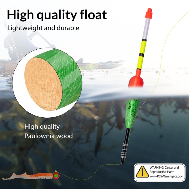 QualyQualy 4 x Eva Foam Lighted Fishing Bobbers + 8