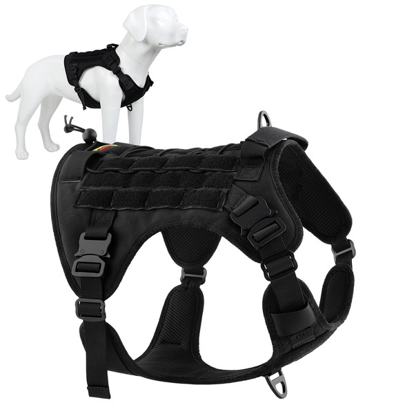Plutus Pet Tactical Dog Harness with All Metal Buckles, Adjustable,