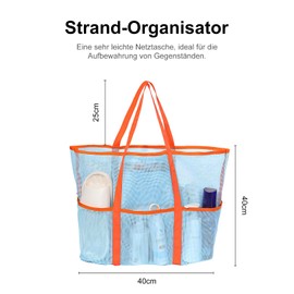 48L Mesh Beach Bag, XXL Large Family Foldable Ultralight Swimming Bag Transparent with Zip Swimming Bag Women Waterproof for Beach Travel Shopping Sports for Summer Beach Url, blue