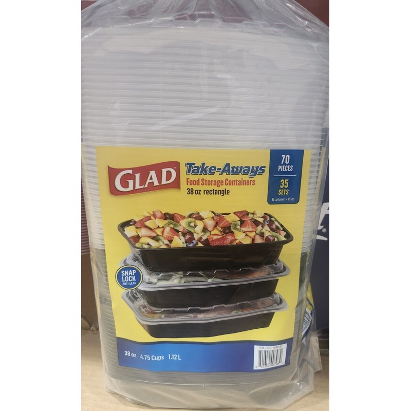 Glad Take-Aways Food Storage Containers with Lids, 38 Ounce (35