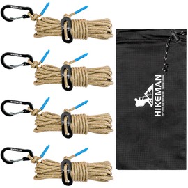 HIKEMAN Reflective Tent Rope Guyline - 4M Camping Guide Ropes,3mm Tent Guy Ropes Cord with Aluminum Tensioners Adjuster for Outdoor Camping Hiking Caravan Awning Tents (Coffee, 3mm)