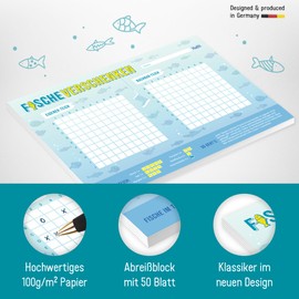 Häfft® Sinking Ships Game Pad A5 "Fish Gift" 50 Sheets – Travel Game, Game Pad for Travel and Home – Sustainable & Climate Friendly