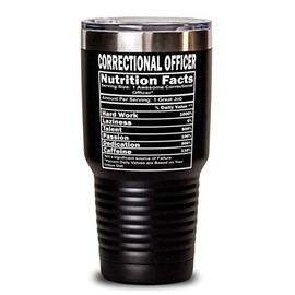 ODDITEES Funny Correctional Officer Tumbler Correctional Officer Nutrition Facts 30oz Stainless Steel Black