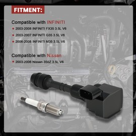 UF401 Ignition Coil Pack and Iridium Spark Plugs Set of 6 Compatible with Infiniti FX35 G35 M35 Nissan 350Z 2003 2004 2005 2006 2007 2008 3.5 V6,Replace# C689, 5C1430, 5027