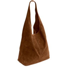Caspar TL767 Large Leather Women’s Shopper Bag - Brown -
