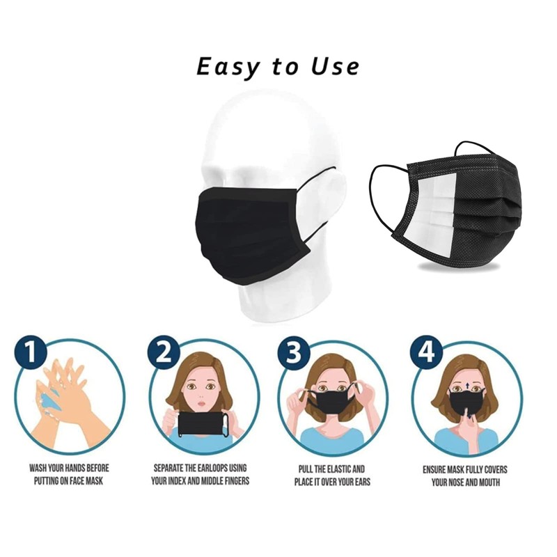 Disposable 50 Pack Face Mask 3 Ply Filter Protection, 50