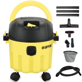 SIPPON Wet-Dry Vacuum, 3-in-1 Portable Shop Vacuum Cleaner with 2 Peak HP Power Suction, Lightweight Wet Dry Vacuum with Blower & Wall Mount Design for Car, Pet Hair, Hard Floor (High)