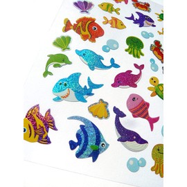 Sea Life Stickers - Fish Dolphins Octopus etc - Kids / Childrens Labels for party bags , scrap books , card making or notebook decoration