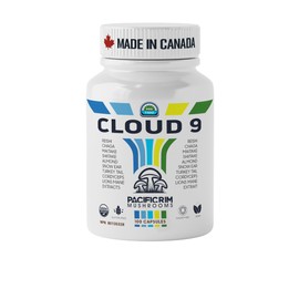 Pacific Rim Mushrooms Pacific Rim Mushrooms Cloud 9 Supplement - 1100mg of Organic Lion's Mane, Turkey Tail, Cordyceps, Chaga, Reishi, Maitake, Shiitake, Snow Ear, and Almond Mushrooms