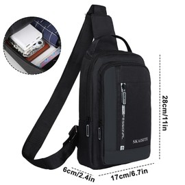 Men's Shoulder Bag, Anti-Theft Crossbody Bag, Sling Bag, Small Crossbody Bag for Men, Hiking, Travel, Cycling, Climbing, Small for Work, Travel (Minimal), black