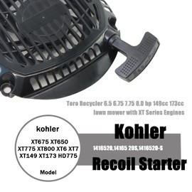 KIKITE 14 165 20 S Recoil Starter Assembly Compatible with Kohler XT675 XT650 XT775 XT800 149cc 173cc 6.5 7.75 8.0HP Engine Toro MTD Lawnboy Lawn Mower Pull Start Replaces 1416520,14165 20S,1416520-S