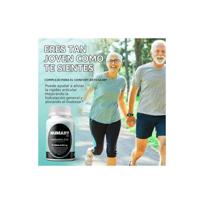 Ácido hialurónico con colágeno hidrolizado, MSM, cúrcuma y vitamina C.