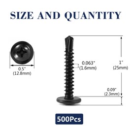 #10 x 1" Sheet Metal Screws 500PCS 410 Stainless Steel Truss Head Fast Self Tapping Screws Black Oxide by SG TZH