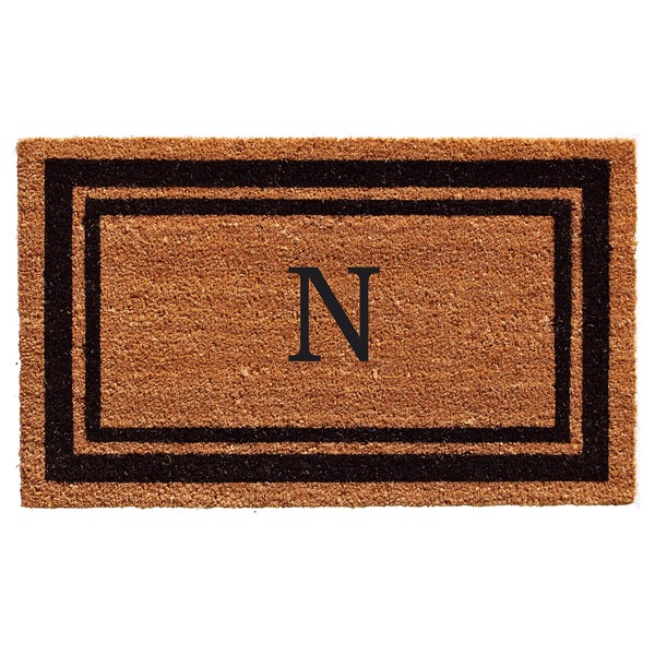 Calloway Mills 152961830N Black Border 18" x 30" Monogram Doormat, (Letter N)