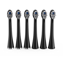 Waterpik Compact Size Replacement Brush Heads With Covers for Sonic-Fusion Flossing Toothbrush SFRB-2EB, 6 Count Black
