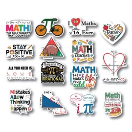 15pcs Funny Math Stickers Pack – Waterproof Vinyl Stickers for Students, Teachers, Laptops, Notebooks, Water Bottles, Classroom, STEM Gifts
