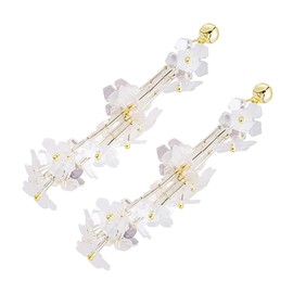 BESPORTBLE Long Tassel Flower Earrings for Women Colorful Glass Dangle Jewelry for Parties Weddings and Daily Wear Eye Catching Design Comfortable and Lightweight