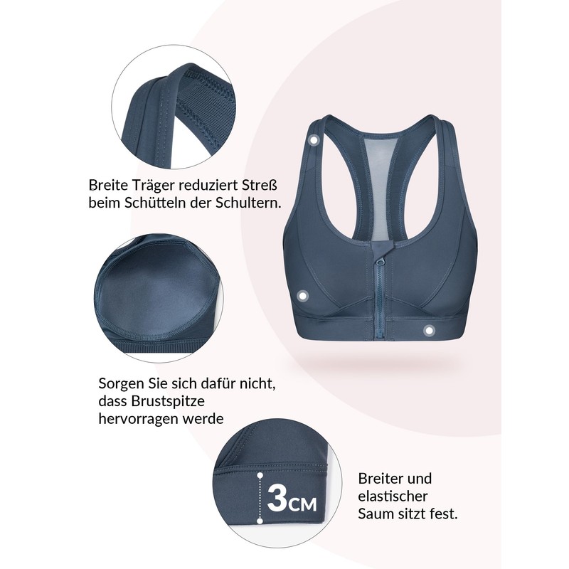 Yvette Sports Bra, Strong Support, Front Closure – Mesh Racer