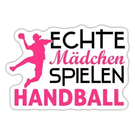 Spreadshirt Handballer Real Girls Playing Handball Sticker, Max. 10 x 10 cm, 10 x 10 cm, Matt White