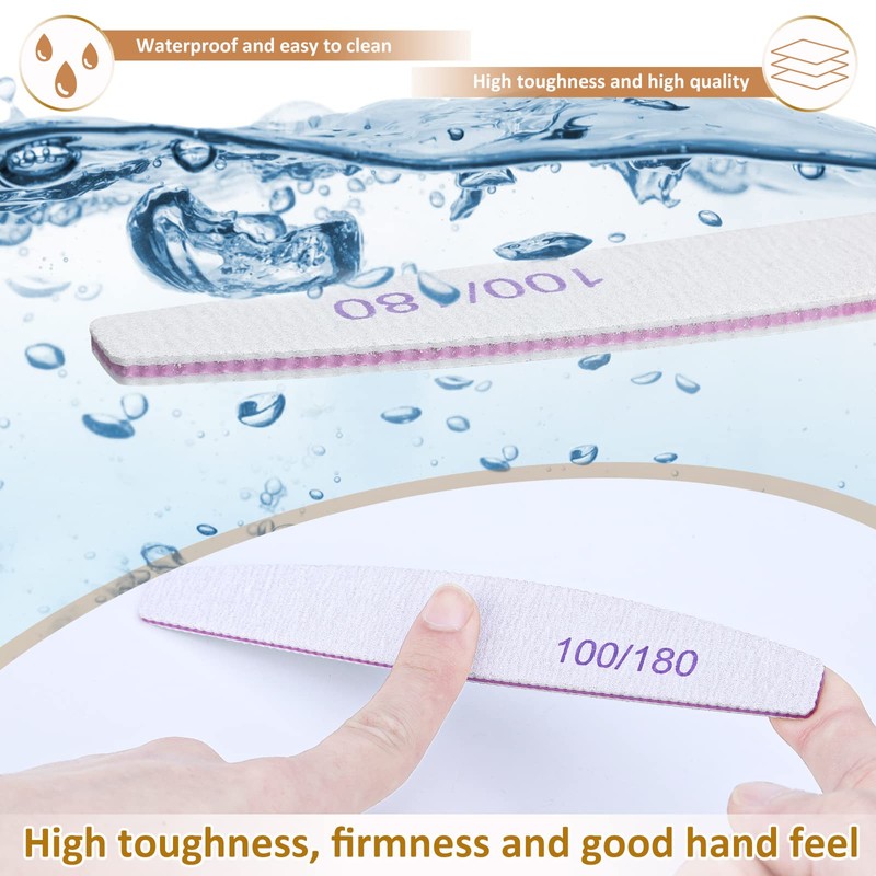 Nail Files, 16pcs Professional Nail Files, 100/180 Grit Double-Sided Emery