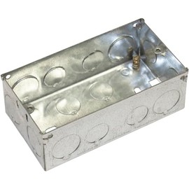 Eagle Two Gang Zinc Plated Metal Back Box. 47mm