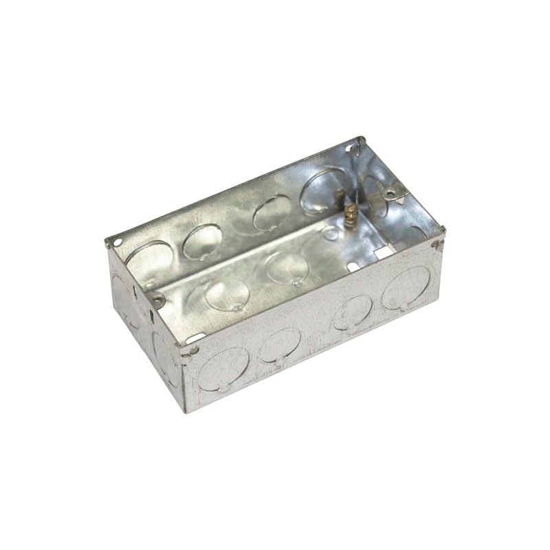 Eagle Two Gang Zinc Plated Metal Back Box. 47mm