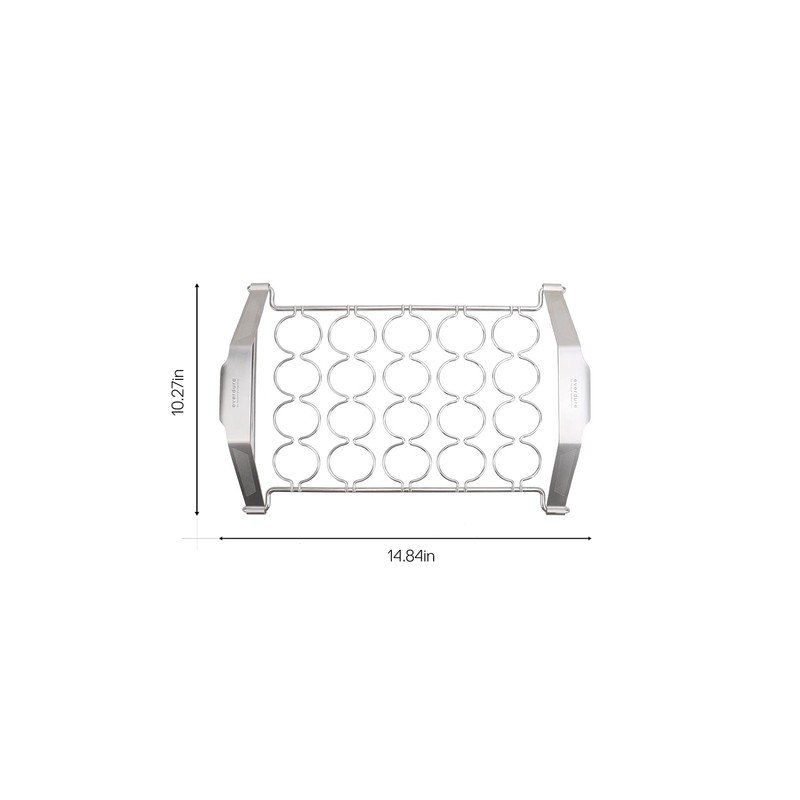 Everdure Grilling Oyster Rack: Brushed Stainless Steel, Easy Grip Handles,
