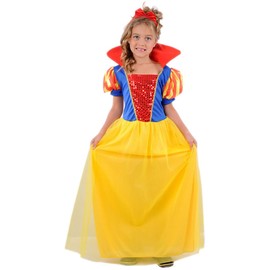 Girl's White Snow Princess Costume, Deluxe Princess Dress Up for Girls Birthday Bridesmaid World Book Day Fancy Dress Cosplay UK, 7-9 Years