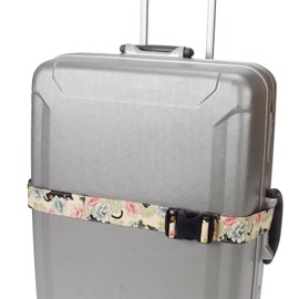 Fance VFS-164630WH Travel Goods, Suitcase Belt, Japanese Pattern, Adjustable Length, Made in Japan, Cat x Peony, White