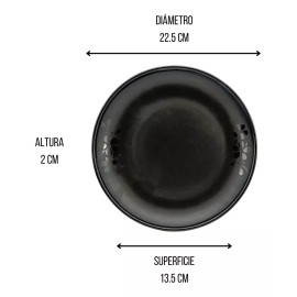 Anforama- Tab & Kit Set Juego Platos Redondos Melamina Moderna Negro 6pzas