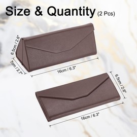 PATIKIL Foldable Glasses Case, 2 Pcs Triangle Magnetic Sunglasses Organizer Case PU Leather Hard Eyeglass Case for Women Man Glasses Organization, Brown