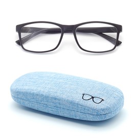 Autojouls Nearsighted Glasses Distance Blue Light Blocking Spring Hinge Glasses and Case Not Reading Glasses, Matte Black Frame -4.0 x