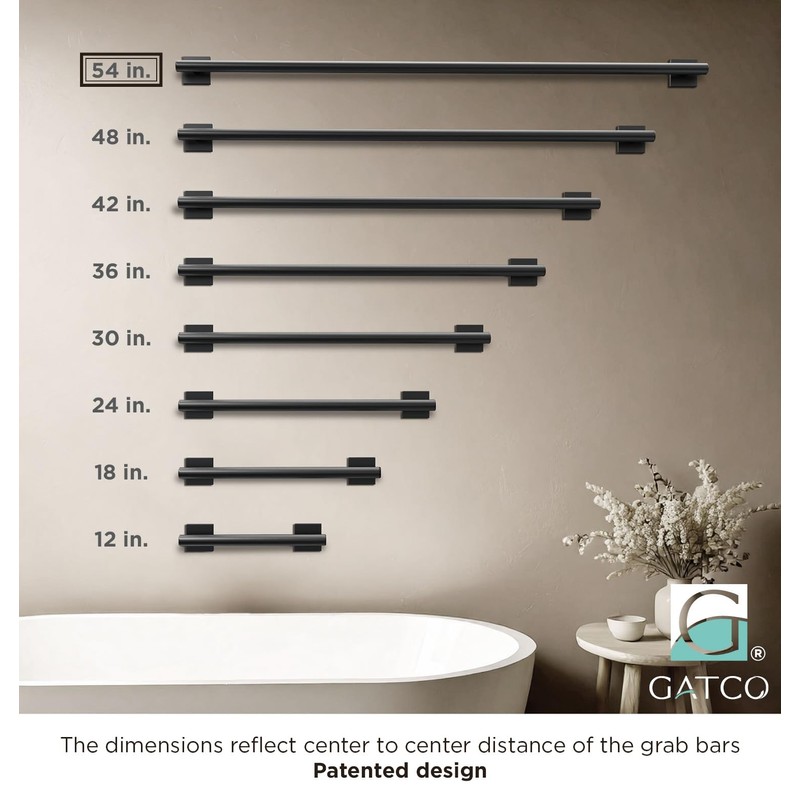 Elevate 54" L Grab Bar, Matte Black