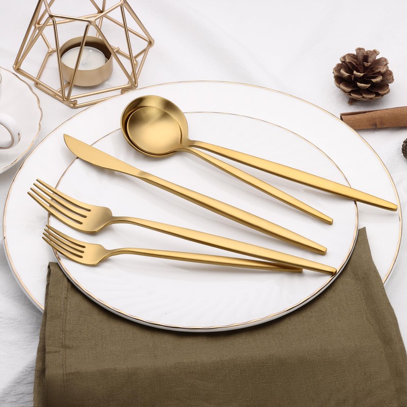 20 Piece Gold Silverware Set for 4, Terlulu Stainless Steel