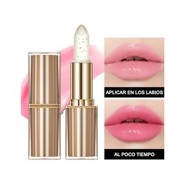 Erinde Lápiz Labial Cambiante de Color, Brillo Hidratante 12H sin Transferencia, Transparente a Rosa Natural, Ideal para Mujeres - Labios Suaves y Col