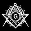 Shining Square & Compass Masonic Vinyl Decal - White 6 Inch