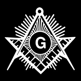 Shining Square & Compass Masonic Vinyl Decal - White 6 Inch