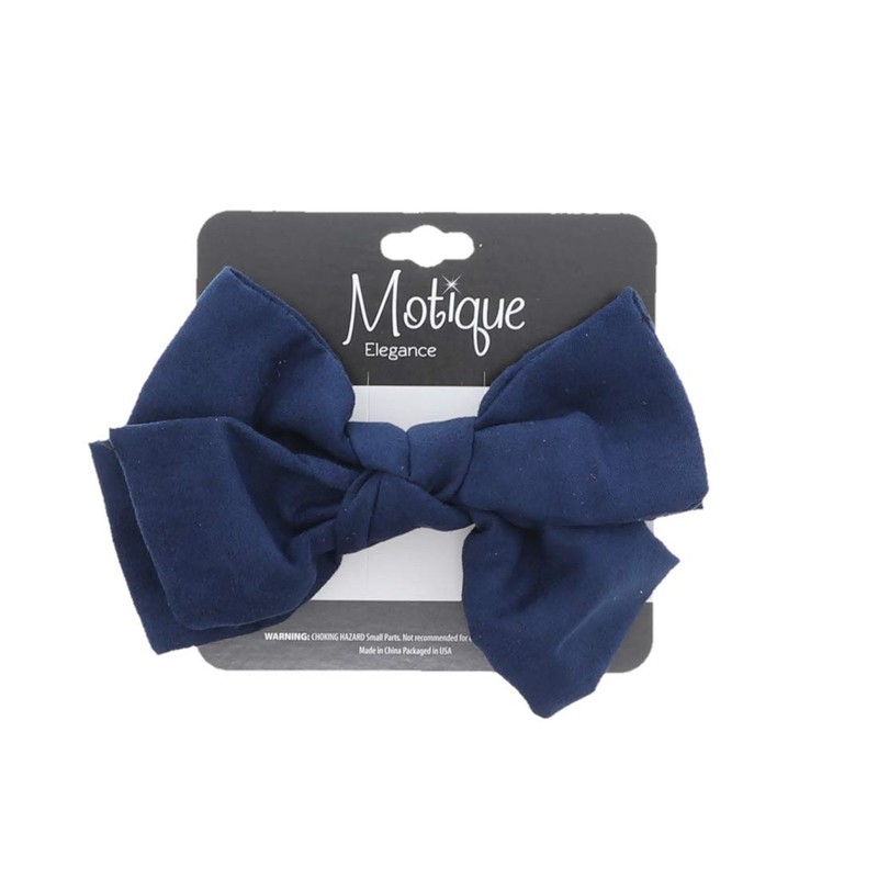 Navy Suede Bow Clip Small Hair Bow